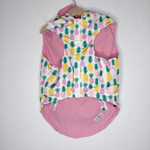 Lucy & Co. Pineapple Hooded Reversible Dog Rain Coat Pink Size XL EUC